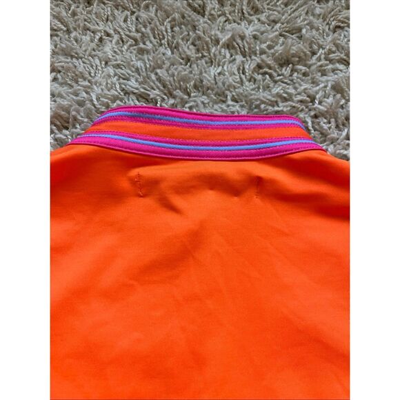 Gretchen Scott Blouse Women's M Button Up V Neck Quarter Sleeve Top Orange Pink - Picture 7 of 9